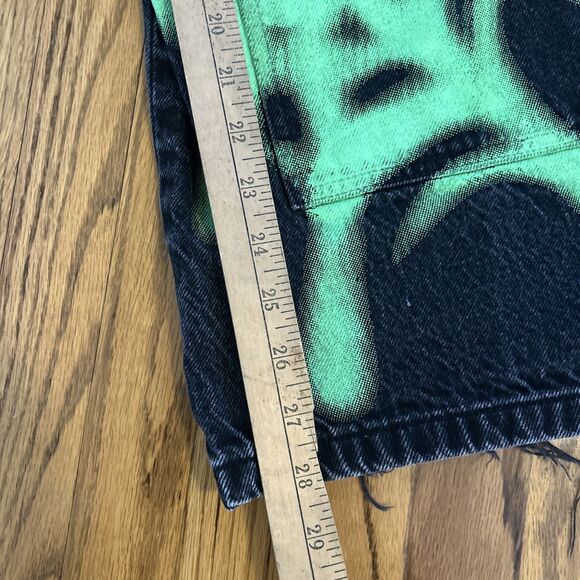 BDG Big Jack Workpant Fit Jean Sz. 32 Relaxed Fit Spider Web Black Neon Green - Picture 12 of 13